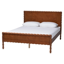 Baxton Studio Seamus Platform Bed with Carved Bobbin Frame, Queen